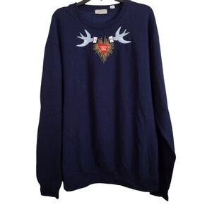 Locher's Paris navy embroidered 'I need a drink' dove heart sweatshirt size 3XL
